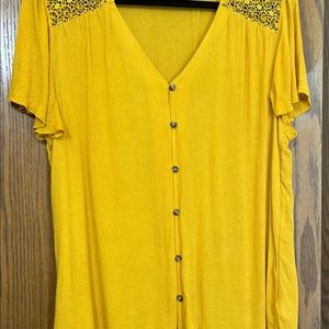 At John’s Bay Flutter Sleeve Top in Mustard Yellow